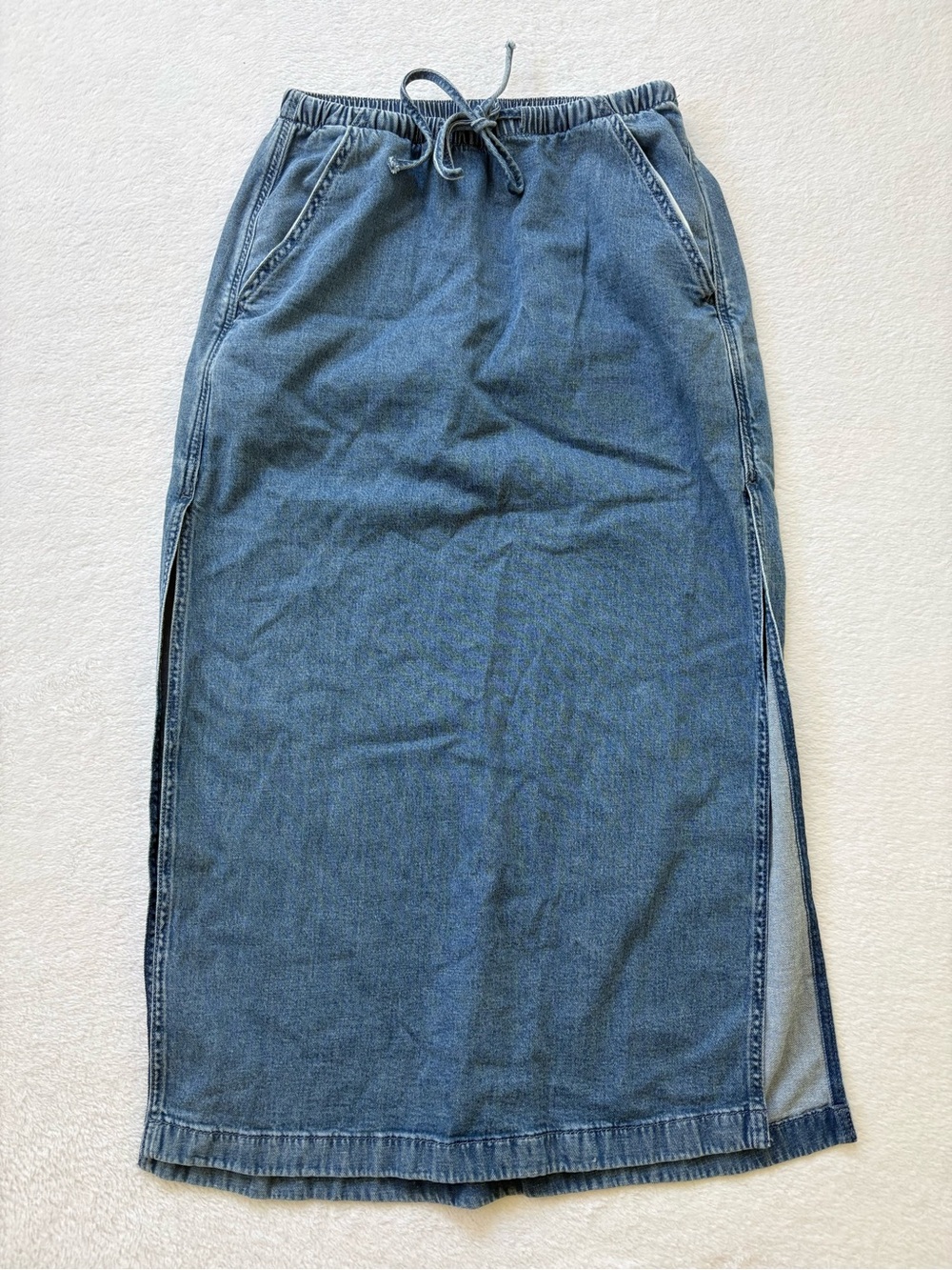 American Eagle Outfitters Denim Drawstring Midi Skirt - Blue